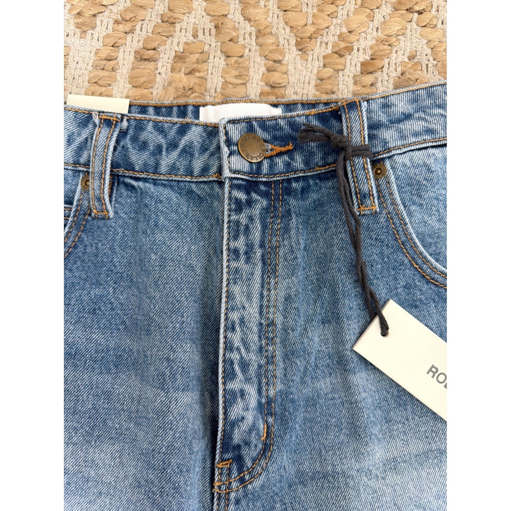 Rollas Dusters Short Light Blue Denim High Rise Raw Hem Size 27 NEW - Picture 4 of 7